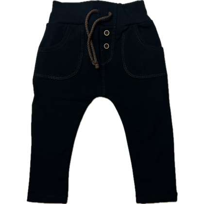 Spodnie bawełniane chłopięce wizytowe MROFI -  CZARNE